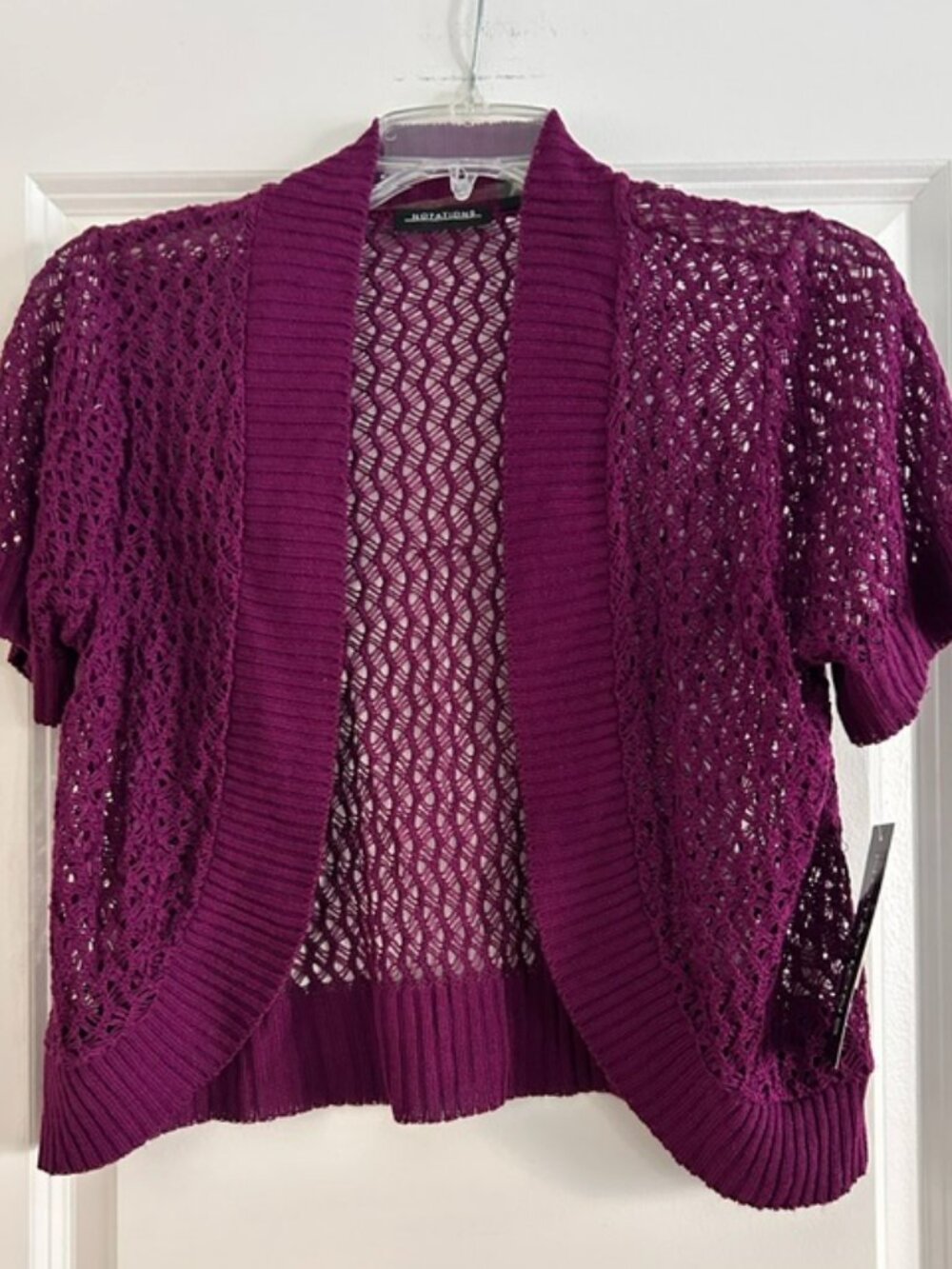 NWT Notations Women's Purple Shrug, Size Large